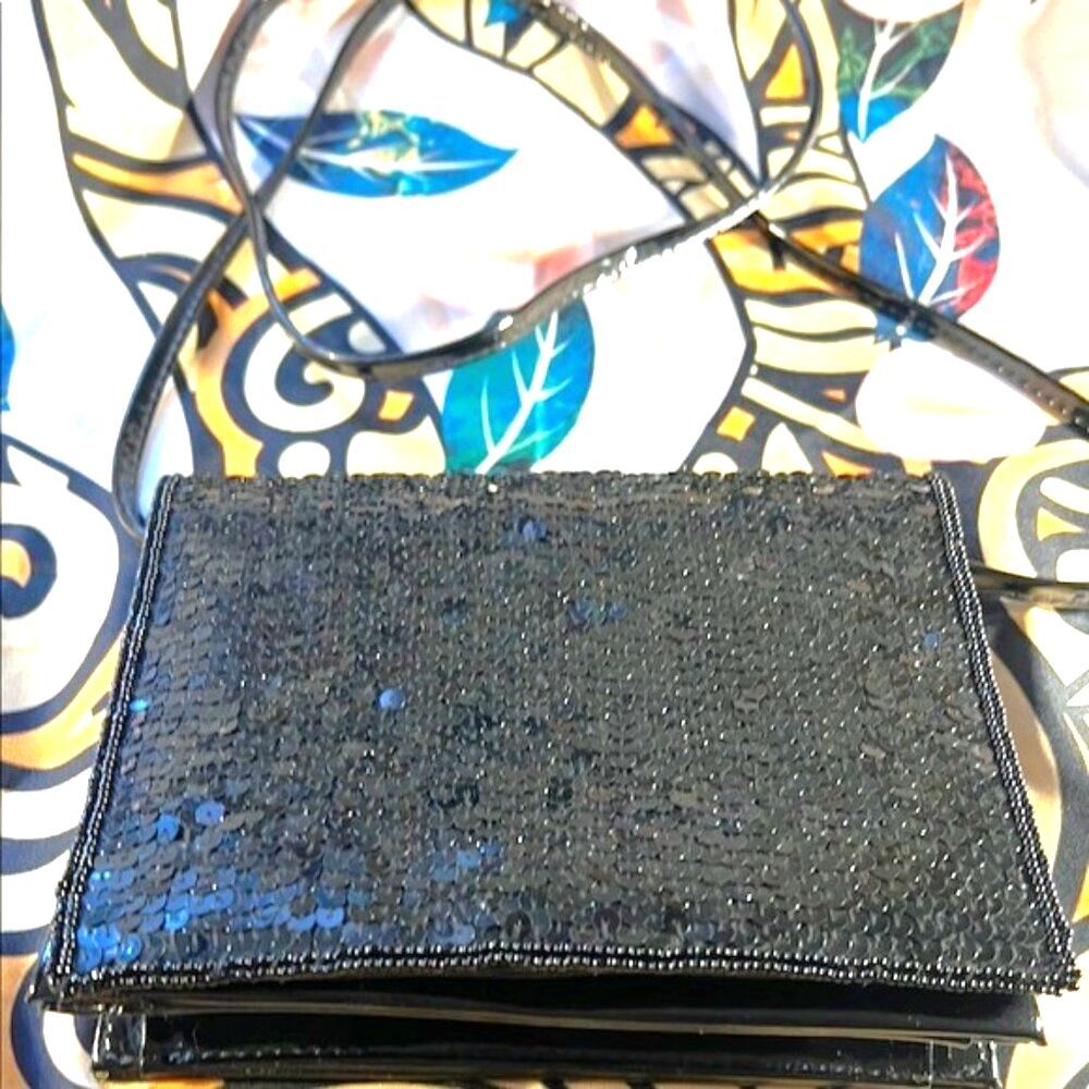 Black Sequin Crossbody Bag or Clutch